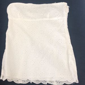 J. Crew White Eyelet Strapless Blouse